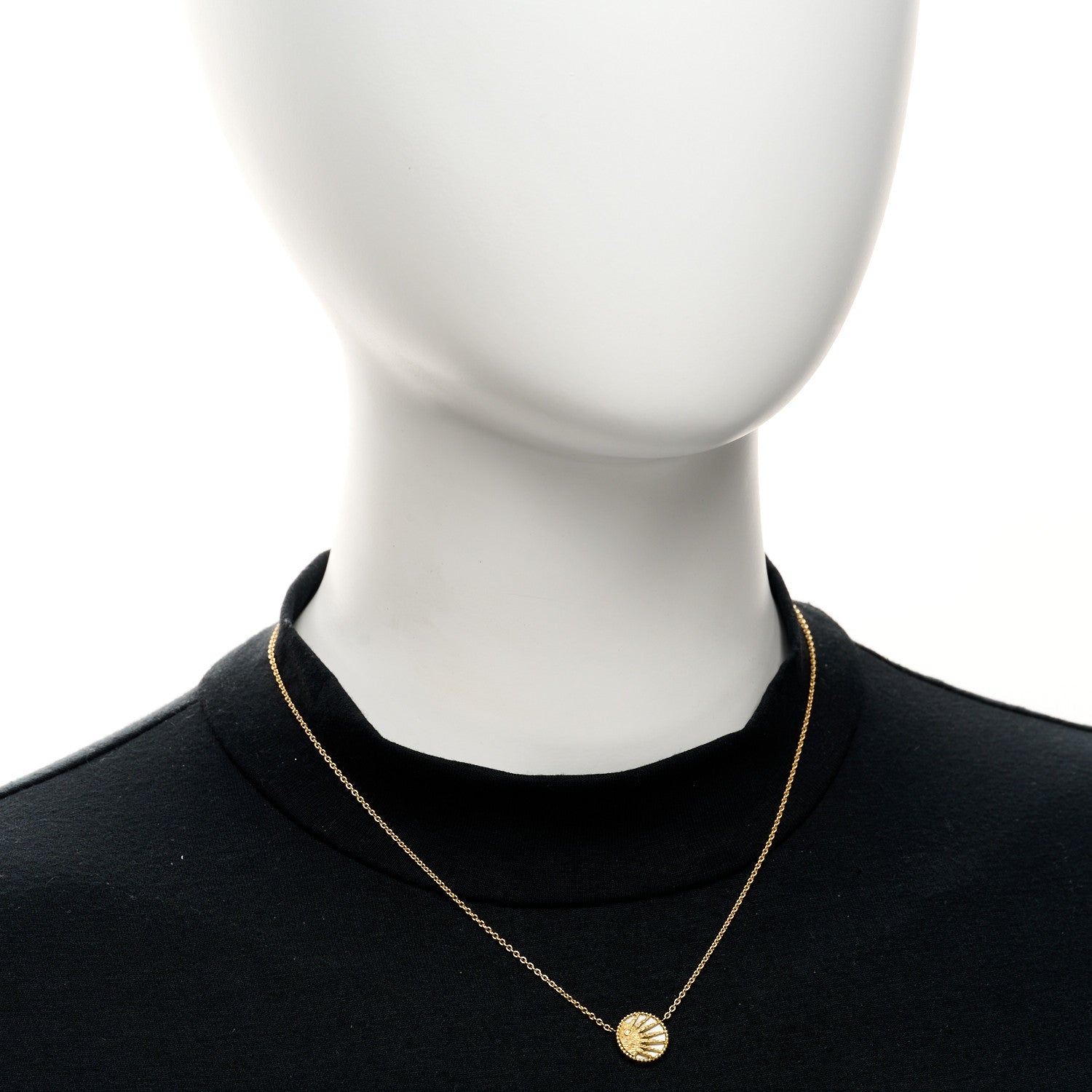 18K Yellow White Gold Diamond Black Onyx Mother of Pearl Rose Celeste Pendant Necklace