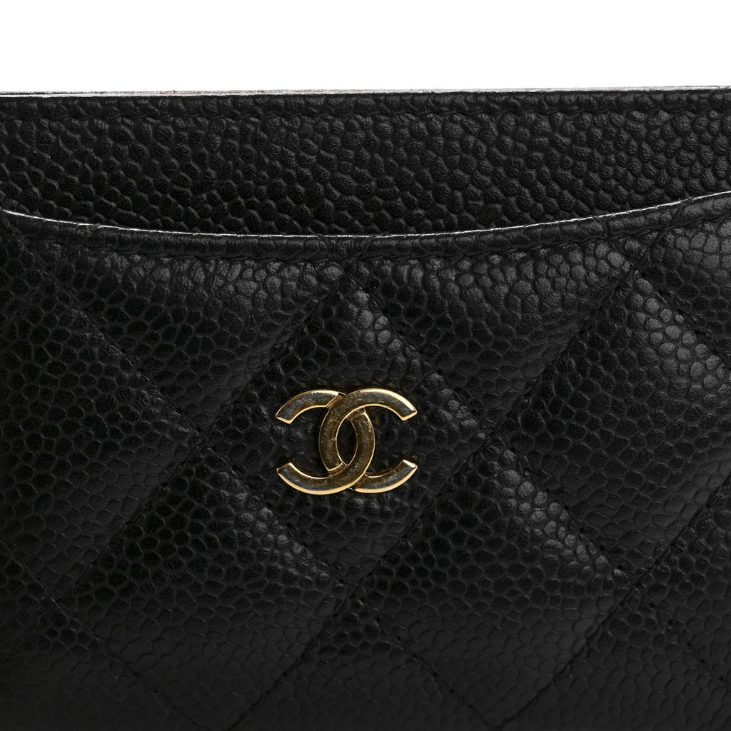 Caviar Quilted Card Holder Black
