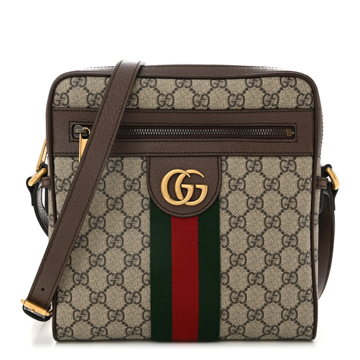 GG Supreme Monogram Web Small Ophidia Messenger Bag Brown