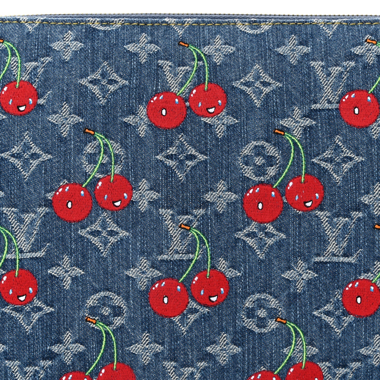 LV X TM Monogram Denim Cerises Coussin PM Blue