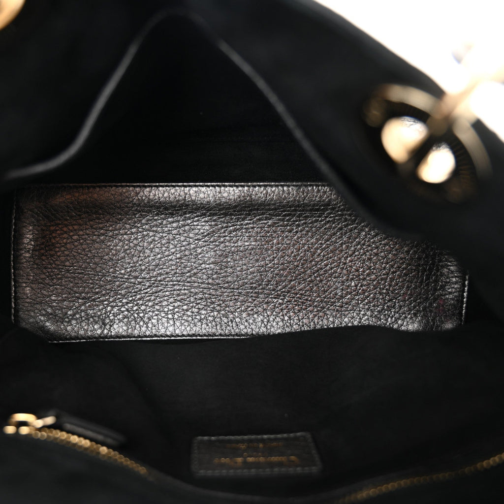 Metallic Grained Calfskin Cannage Medium Supple Lady Dior Steel