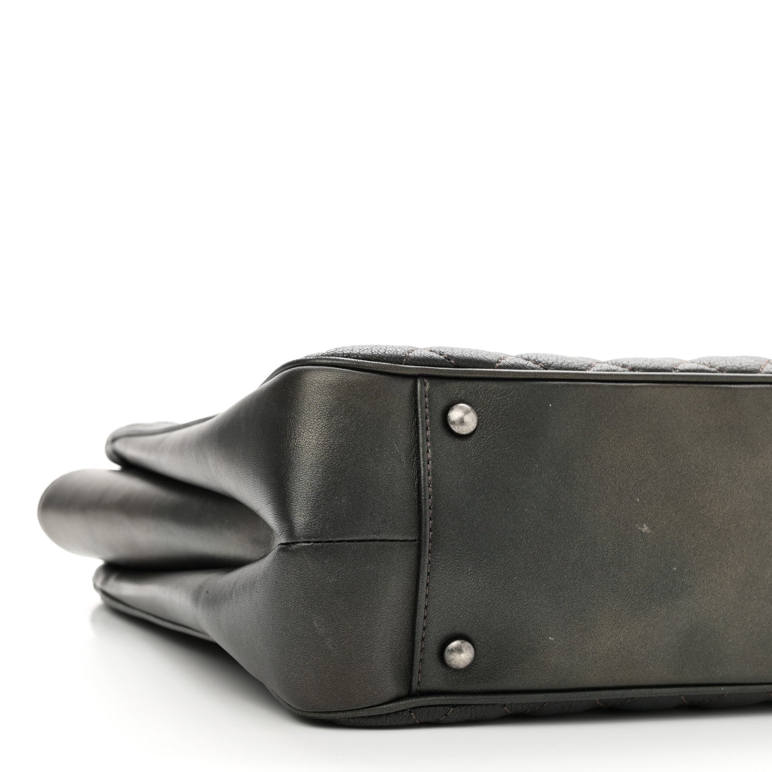 Metallic Goatskin Quilted Medium Rock In Rome Tote Charcoal