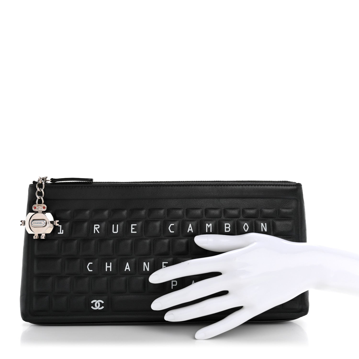 Metallic Calfskin Keyboard Pouch Black