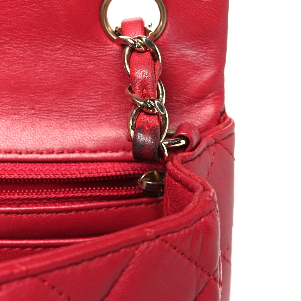 Lambskin Quilted Mini Rectangular Flap Dark Pink