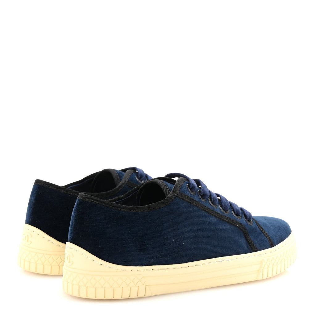 Crepe Suede Lace Up Sneakers 35.5 Navy