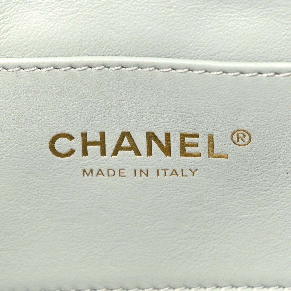 Lambskin Enamel Strass Quilted Mini Paris Monaco Flap Light Grey