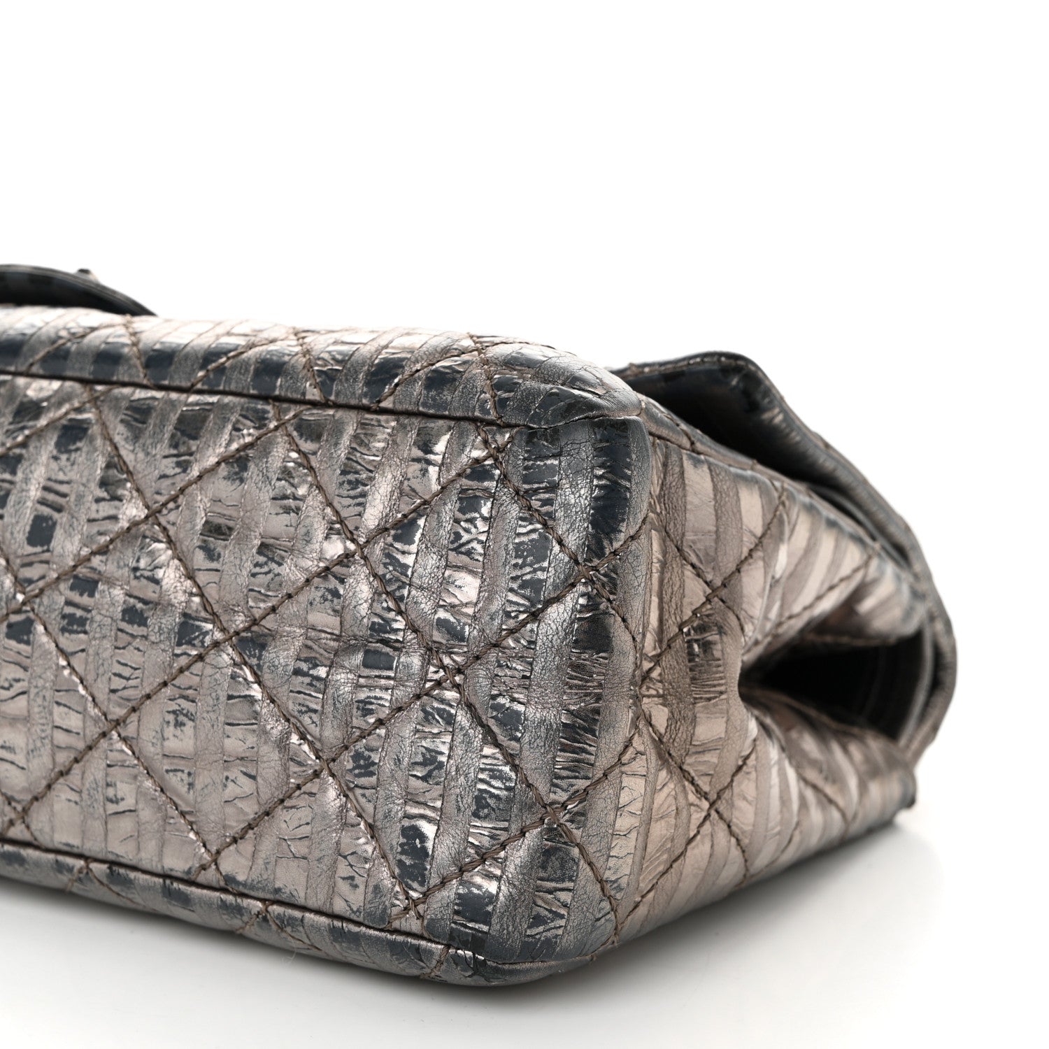 Metallic Calfskin Striped 2.55 Reissue 226 Flap Dark Silver