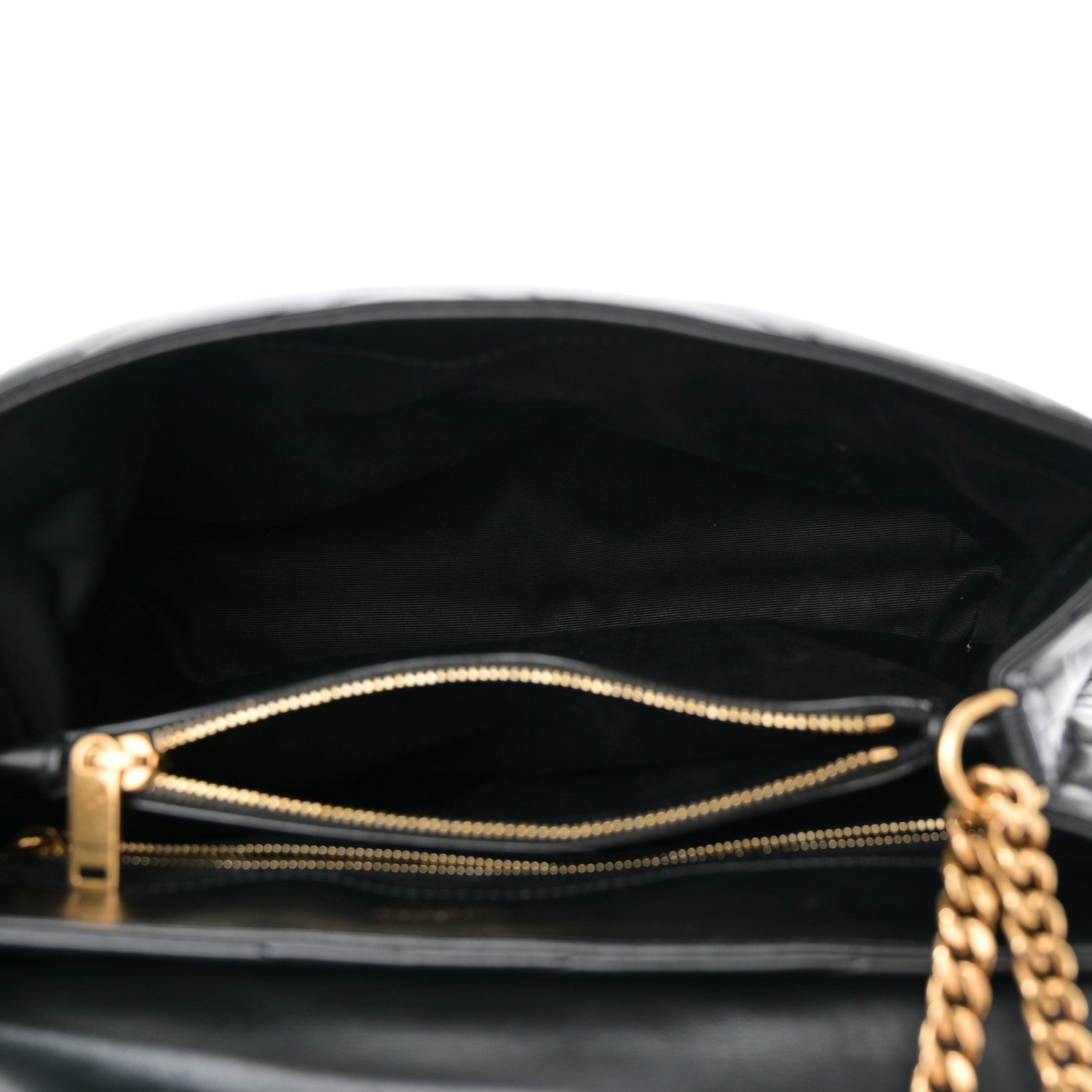 Calfskin Y Quilted Monogram Medium Loulou Chain Satchel Black