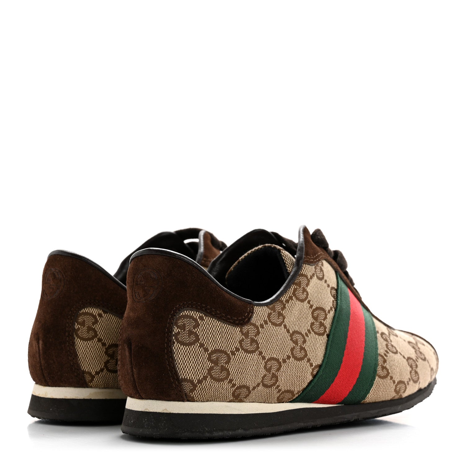 GG Monogram Suede Vintage Web Womens Sneakers 35.5 Dark Chestnut