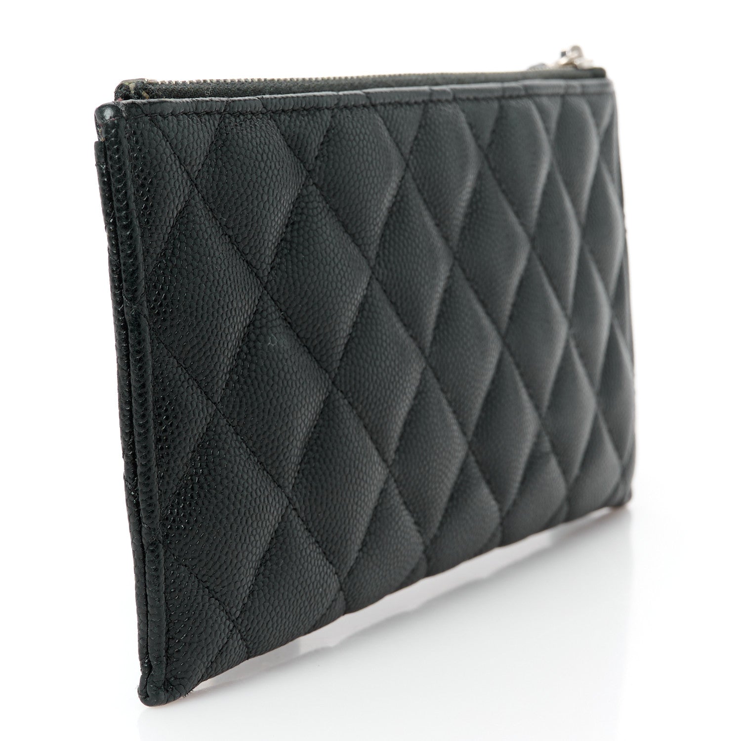 Caviar Quilted Classic Zip Pouch Black