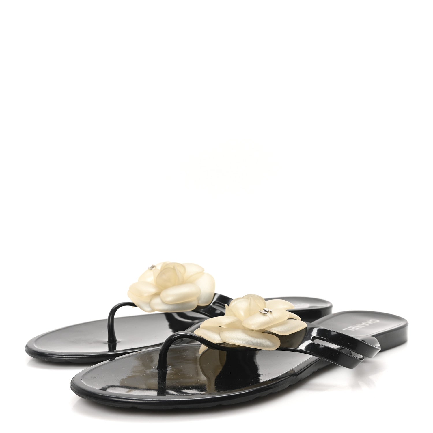 Jelly Camellia Thong Sandals 41 Black Ivory