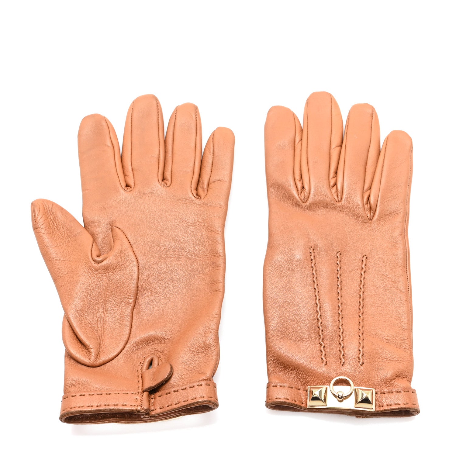 Lambskin Collier De Chien Gloves 7.5 Brown