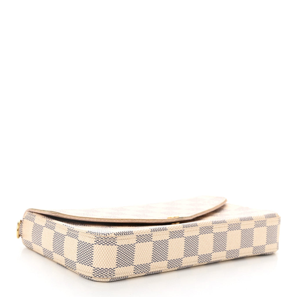 Damier Azur Pochette Felicie Chain Wallet Rose Ballerine