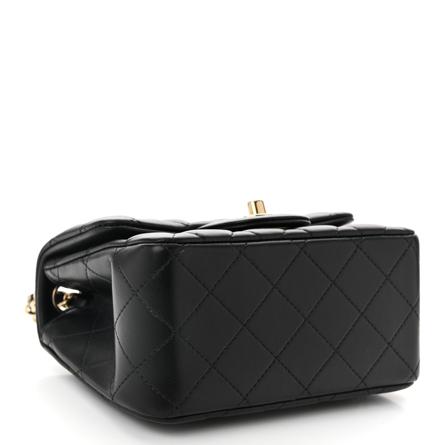 Lambskin Quilted Mini Square Flap Black