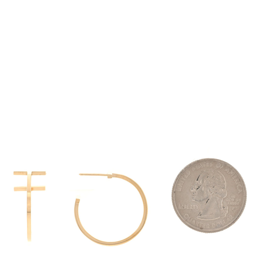 18K Yellow Gold Medium T Wire Hoop Earrings