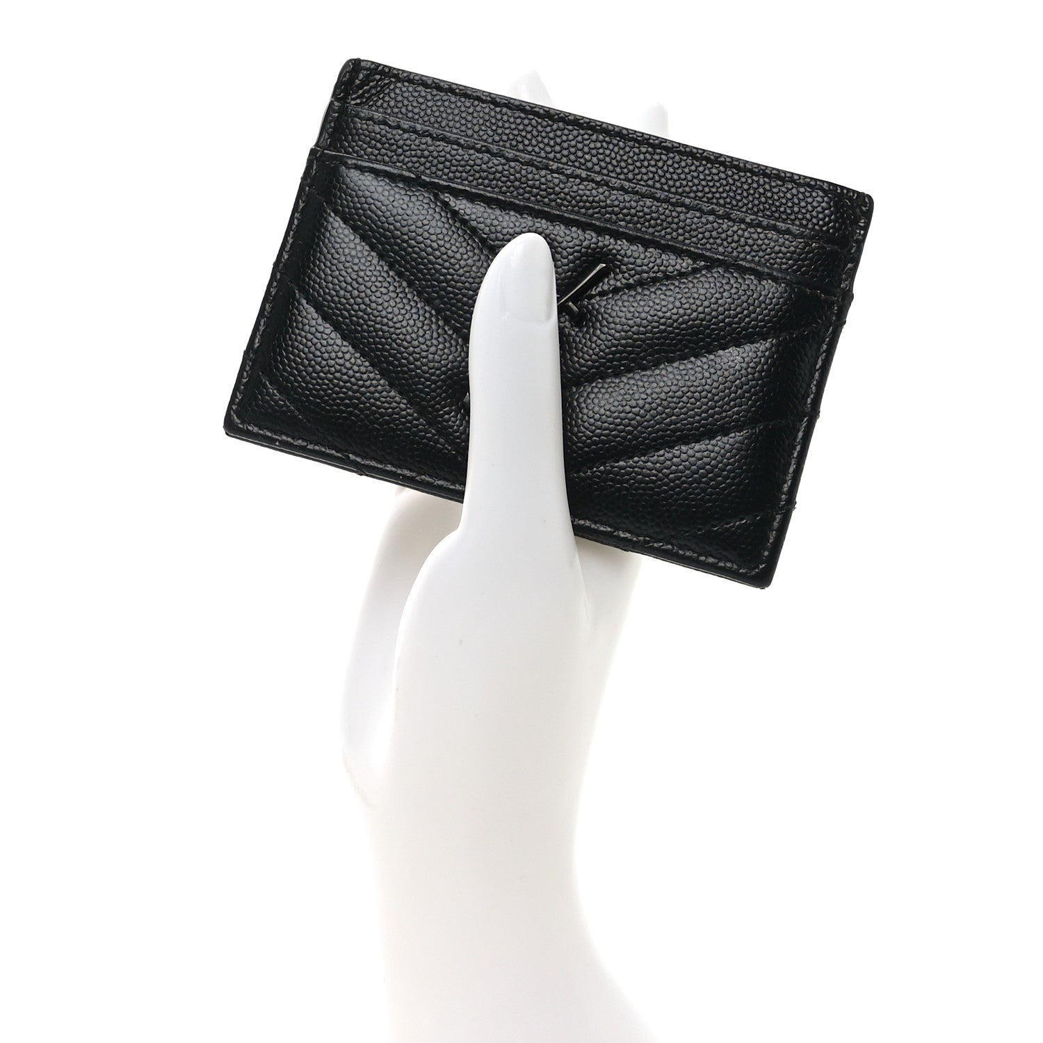 Grain De Poudre Matelasse Chevron Monochrome Monogram Credit Card Case Black