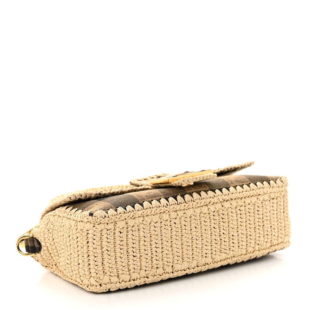 Fabric Jacquard Raffia Straw Pequin Gingham Woven Baguette Beige Black Natural