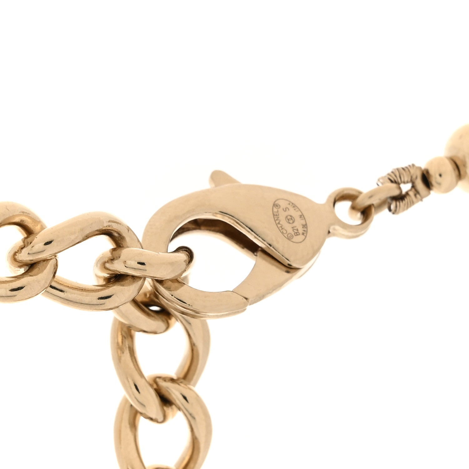 Metal Bead CC Necklace Gold