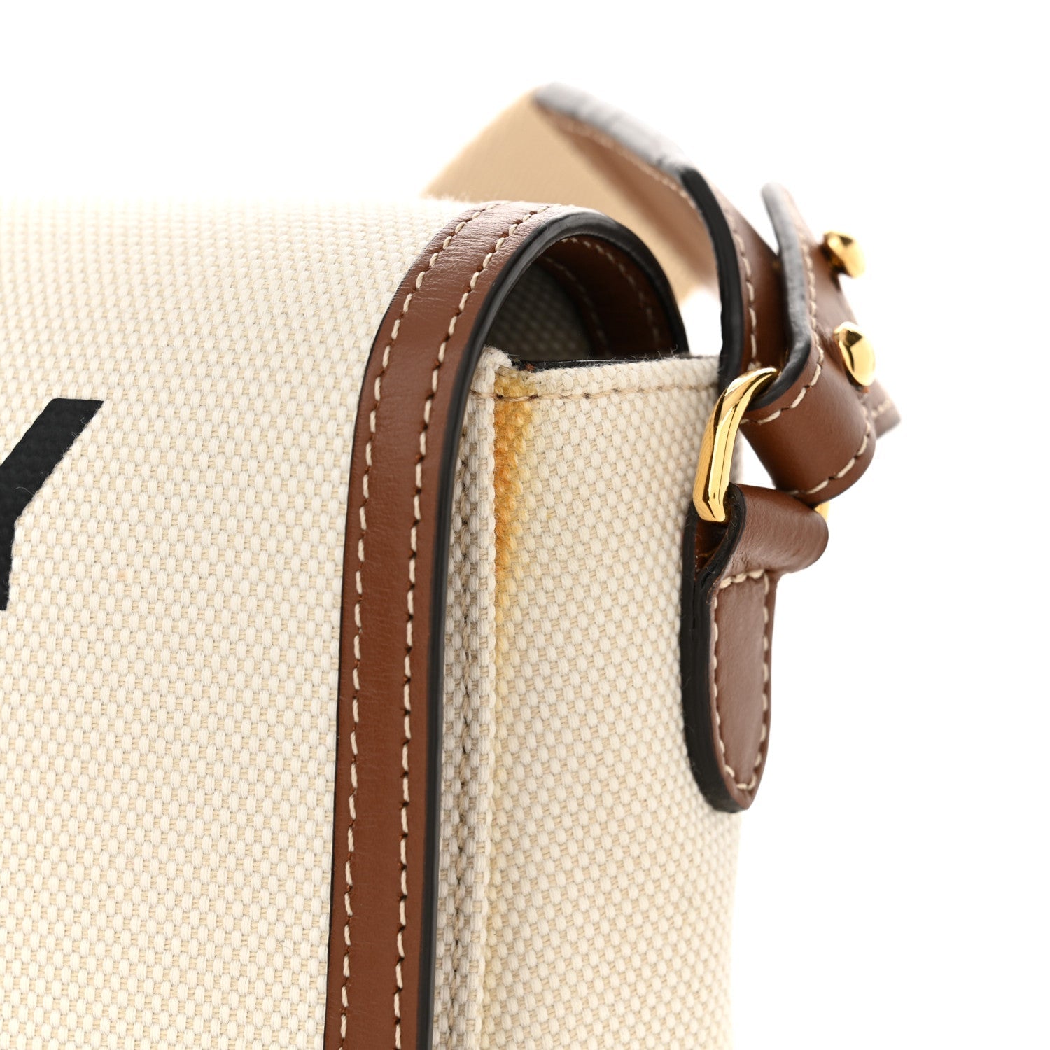 Canvas Horseferry Print Note Crossbody Bag Natural Tan