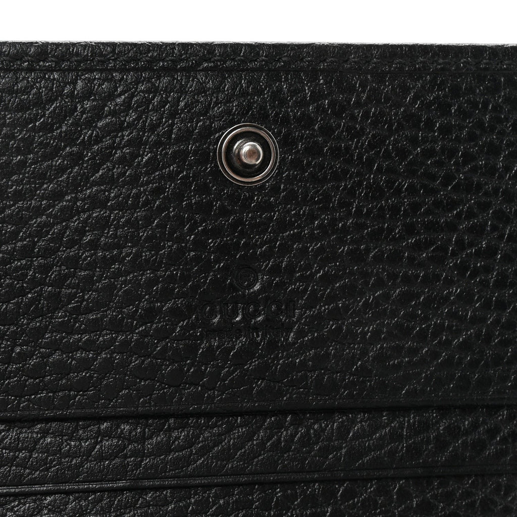 Dollar Calfskin Enamel Monochrome GG Marmont Card Case Black