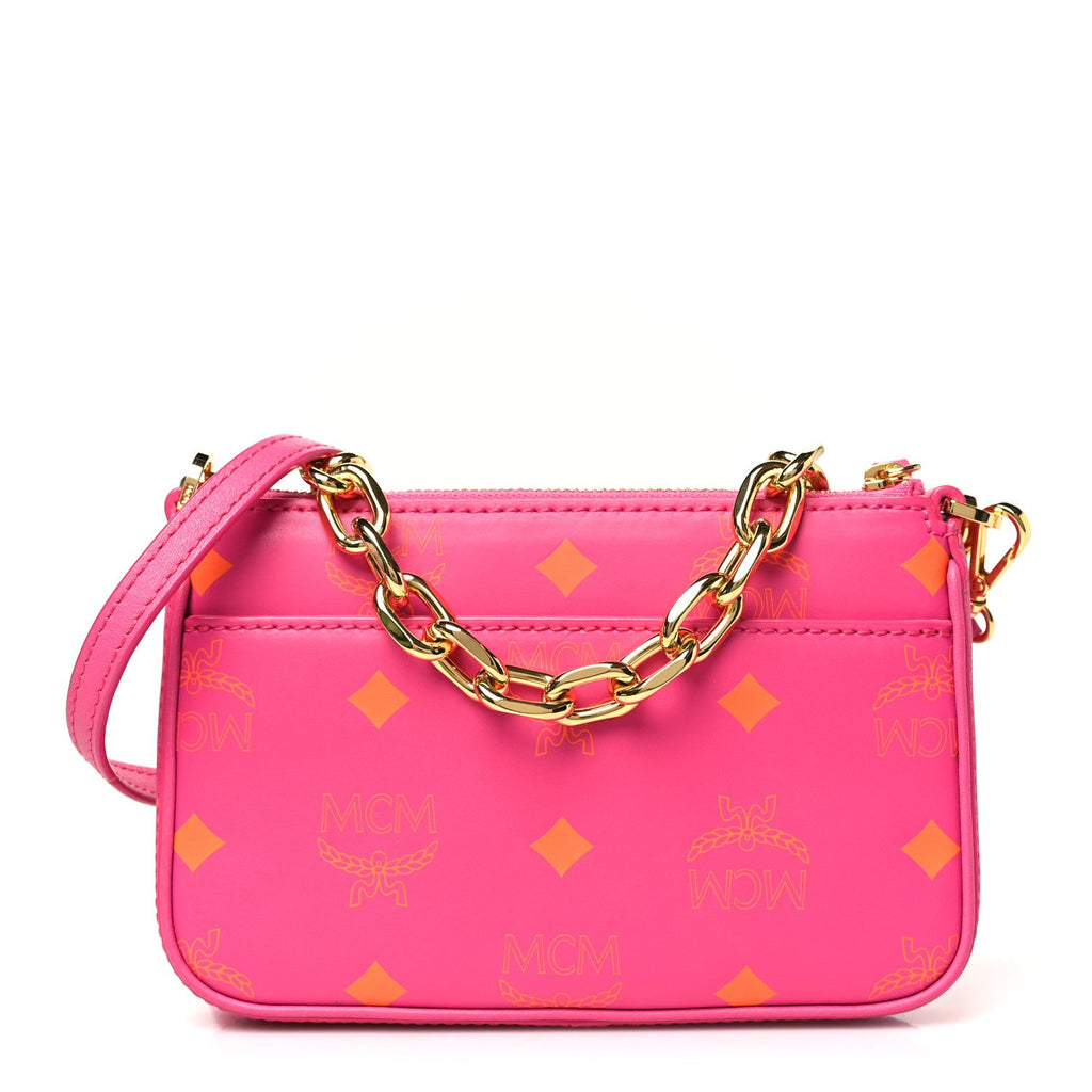 Calfskin Color Splash Mini Pouch on Chain Pink