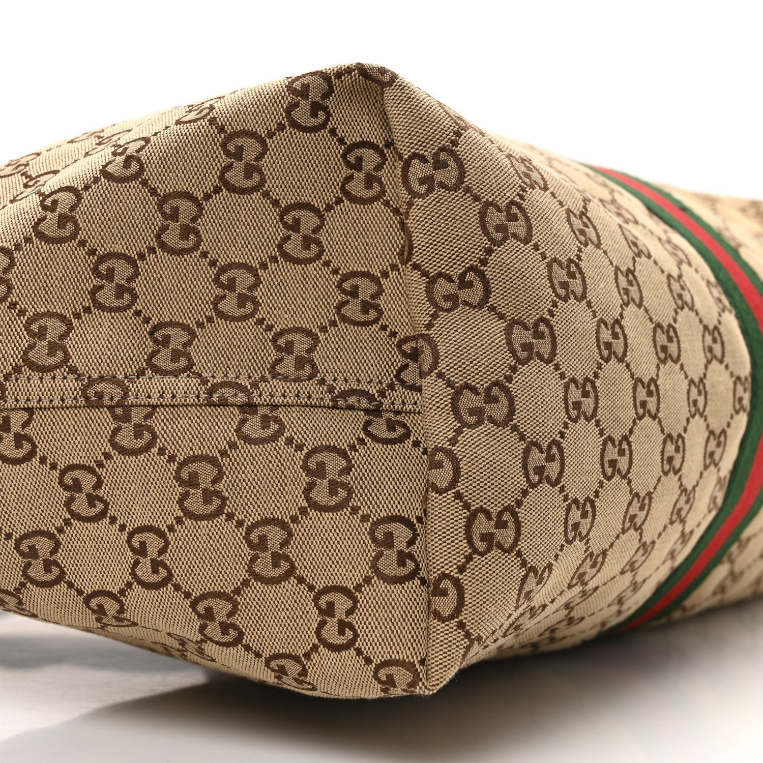 GG Supreme Monogram Web Large Giglio Tote Bag Beige Dark Brown