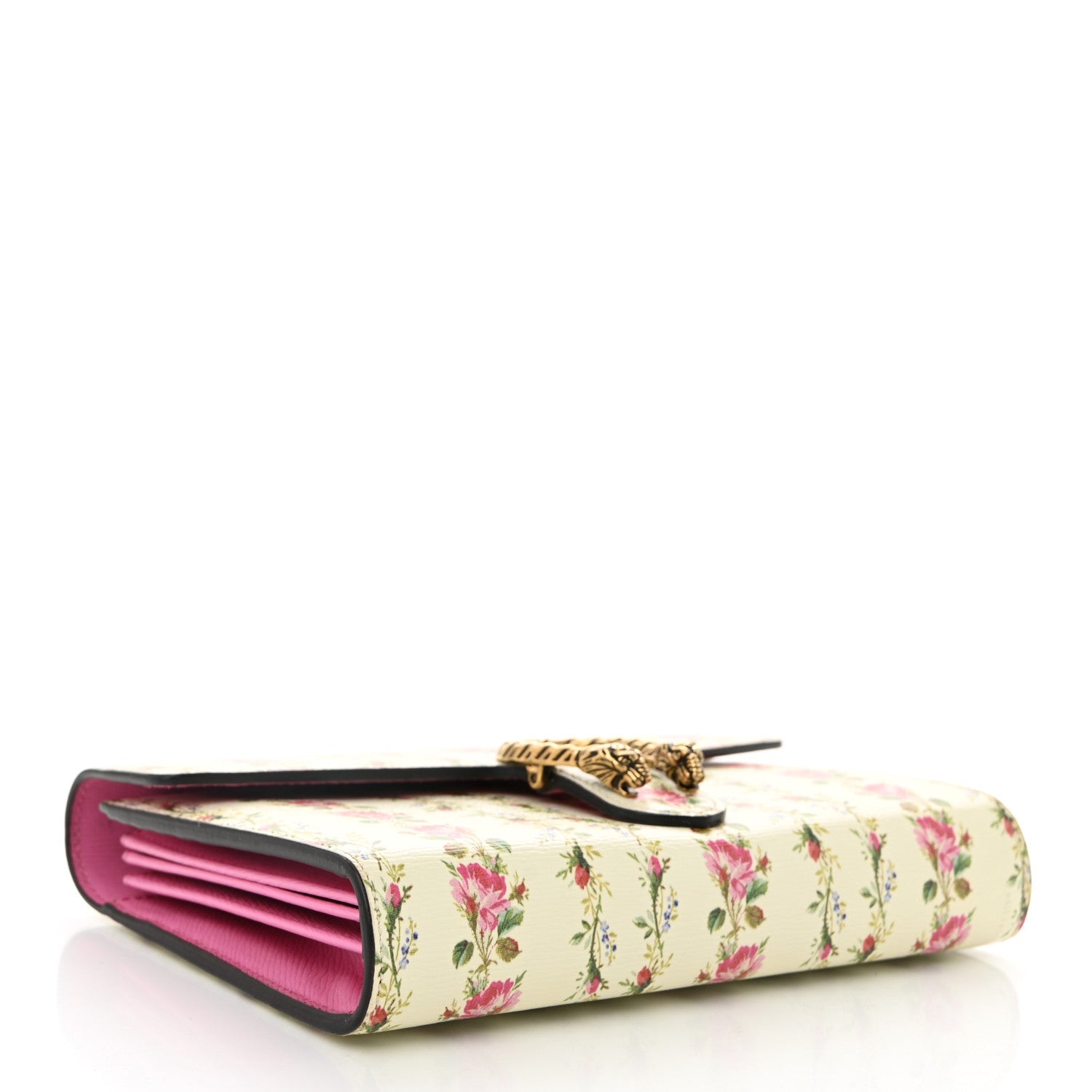 Calfskin Floral Print Mini Dionysus Chain Wallet Ivory Pink