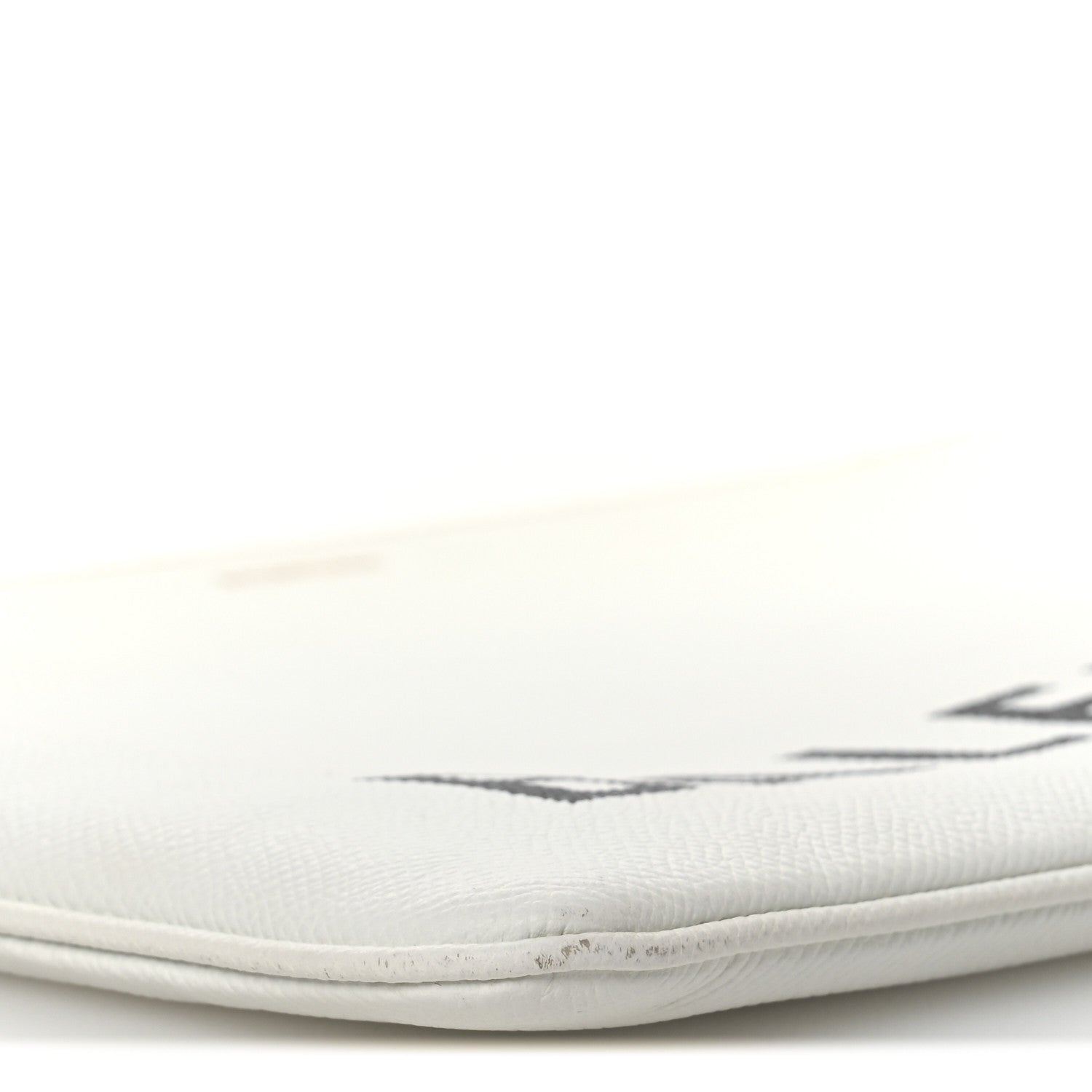 Calfskin Logo Large Zip Pouch White