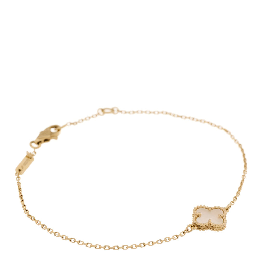 18K Yellow Gold Mother of Pearl Sweet Alhambra Bracelet
