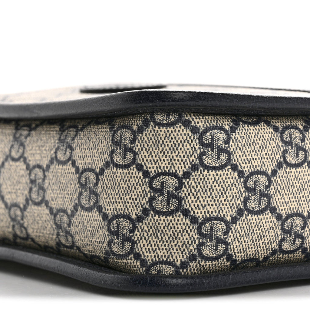 GG Supreme Monogram Textured Dollar Calfskin Mini Retro Interlocking G Shoulder Bag Beige Blue