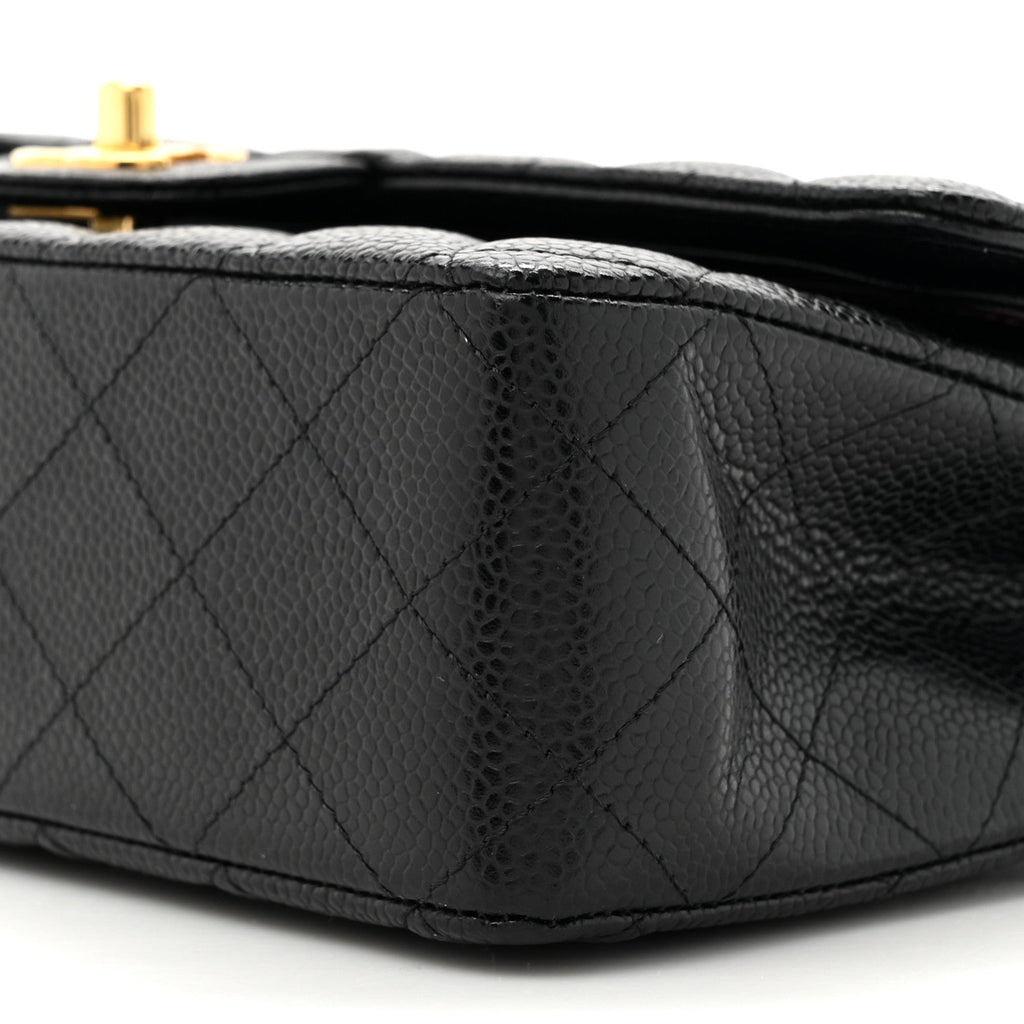 Caviar Quilted Medium Double Flap Black
