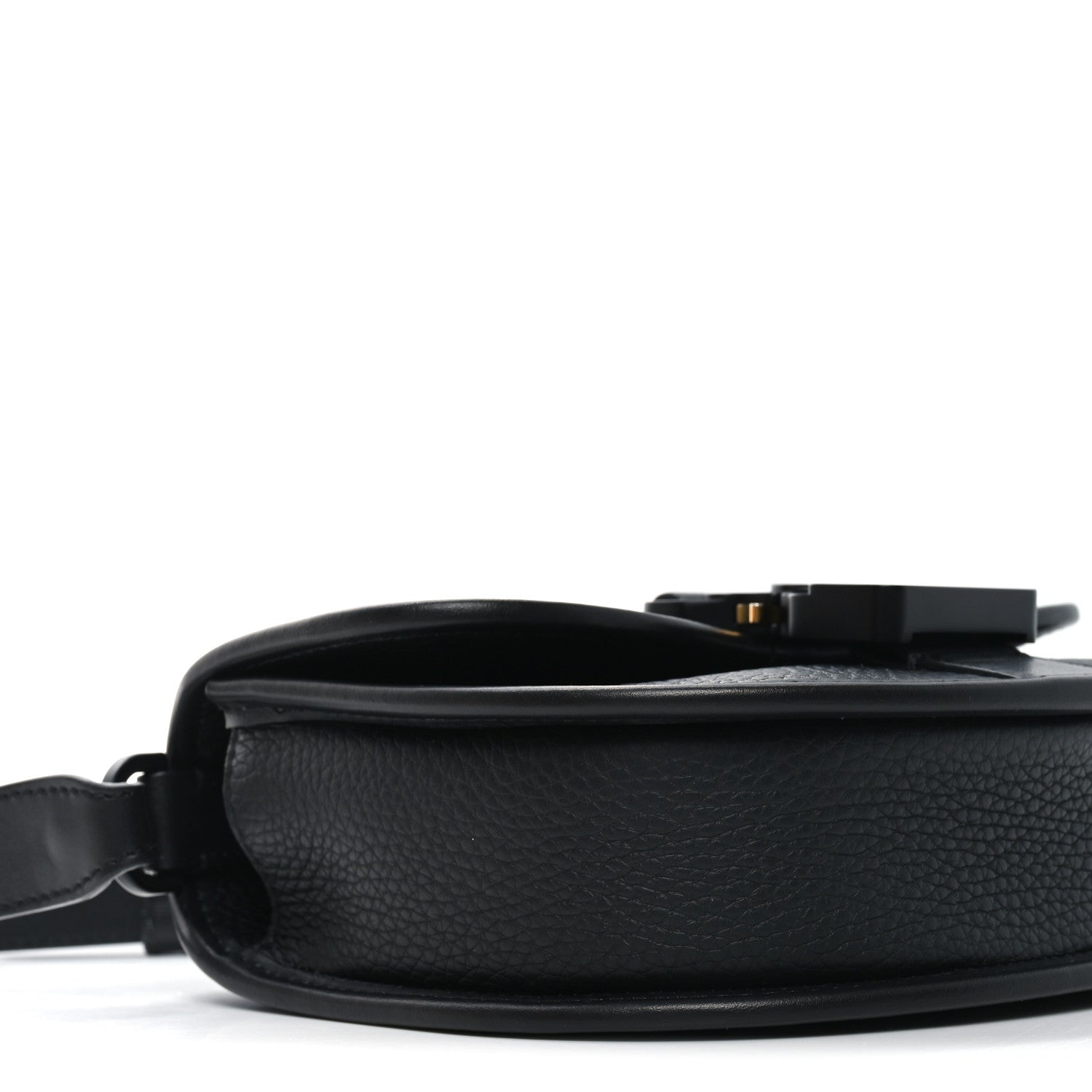 Grained Calfskin Mini Gallop Bag With Strap Black