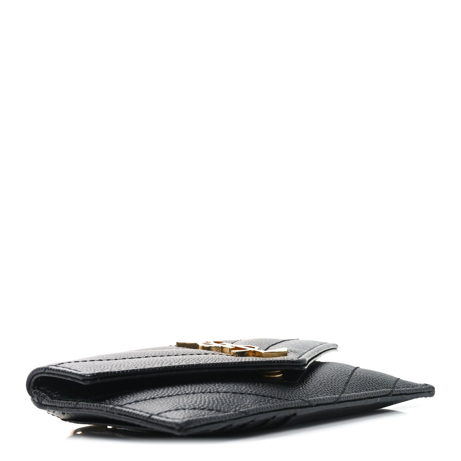 Grain De Poudre Matelasse Chevron Monogram Compact Wallet Black