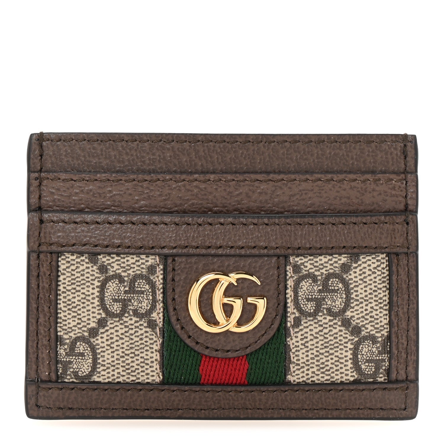 GG Supreme Monogram Textured Dollar Calfskin Ophidia Card Holder Beige Ebony New Acero