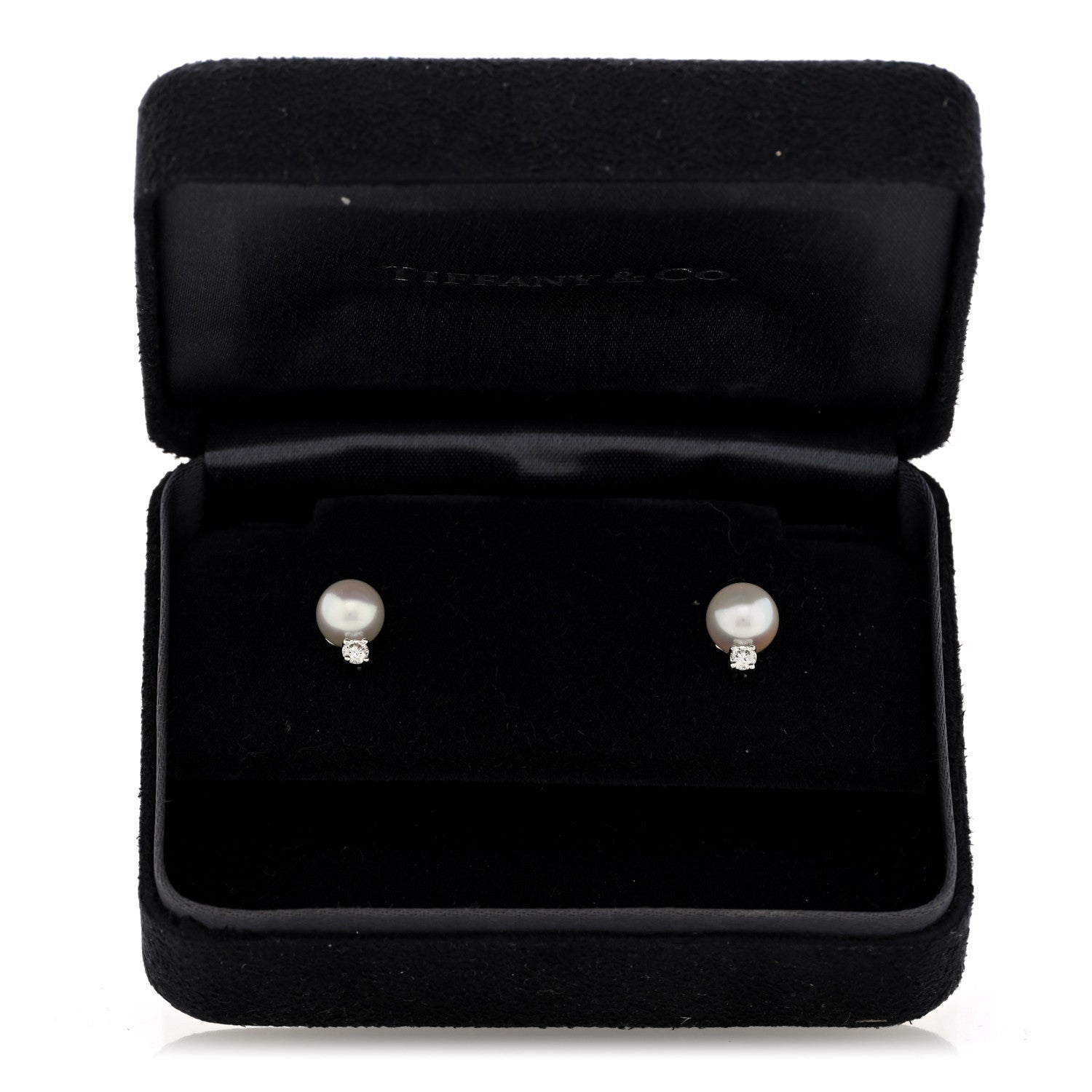18K White Gold Diamond Akoya Cultured Pearl 6.5-7mm Signature Earrings