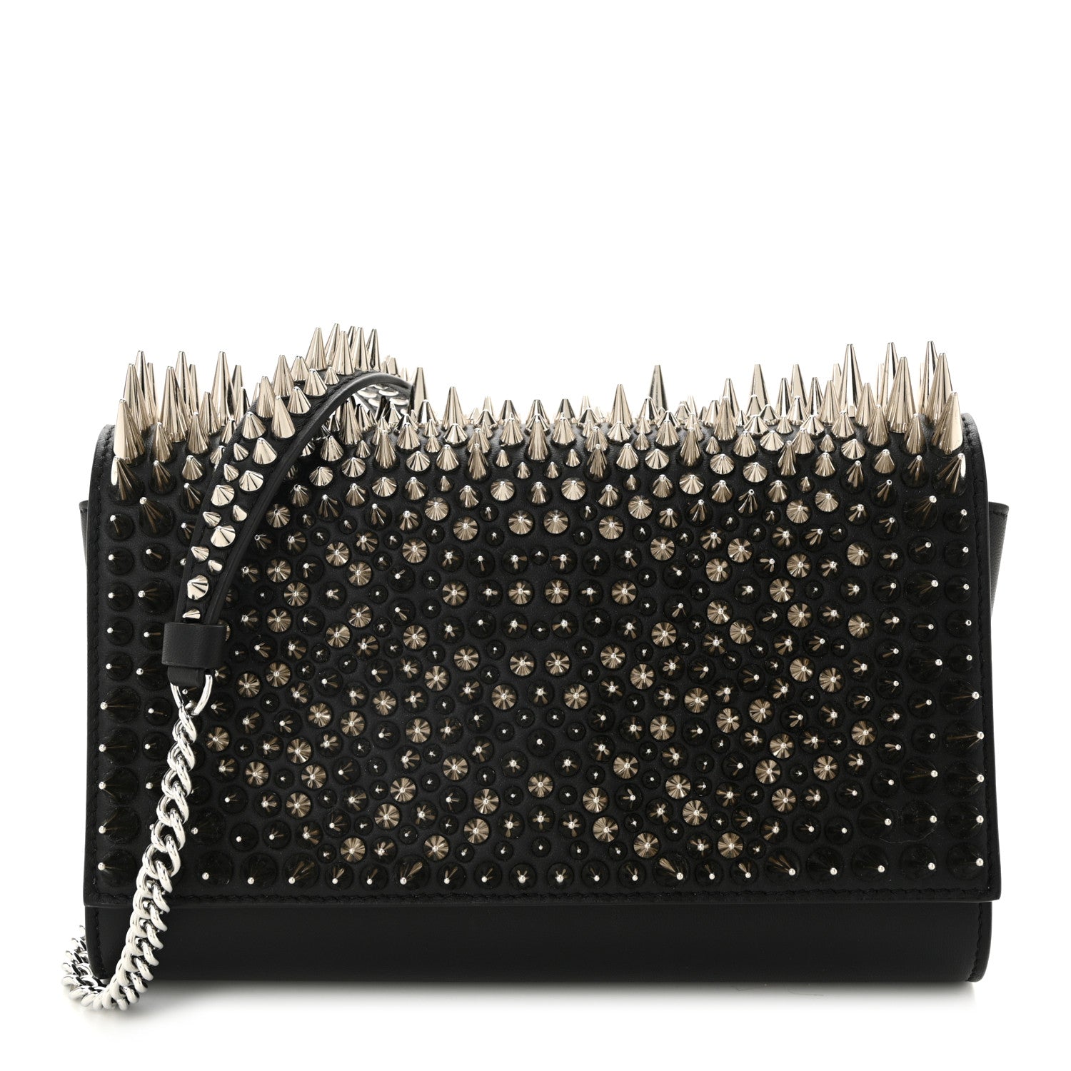 Calfskin Spikes Paloma Clutch Black