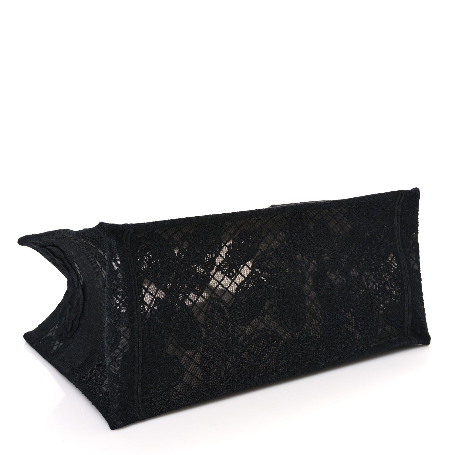 Embroidered 3D Macrame D-Lace Butterfly Medium Book Tote Black