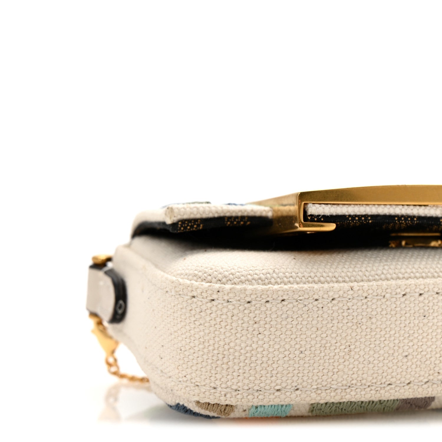 Canvas Nappa FF Multicolor Embroidered Nano Maxi Buckle Baguette Charm Grezzo Multicolor