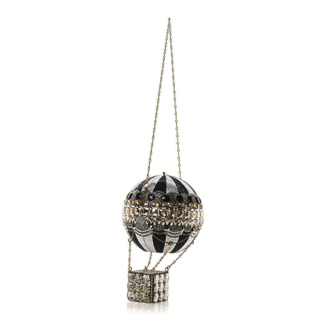 Crystal Pearl Amelia Hot Air Balloon Minaudiere Clutch Gold