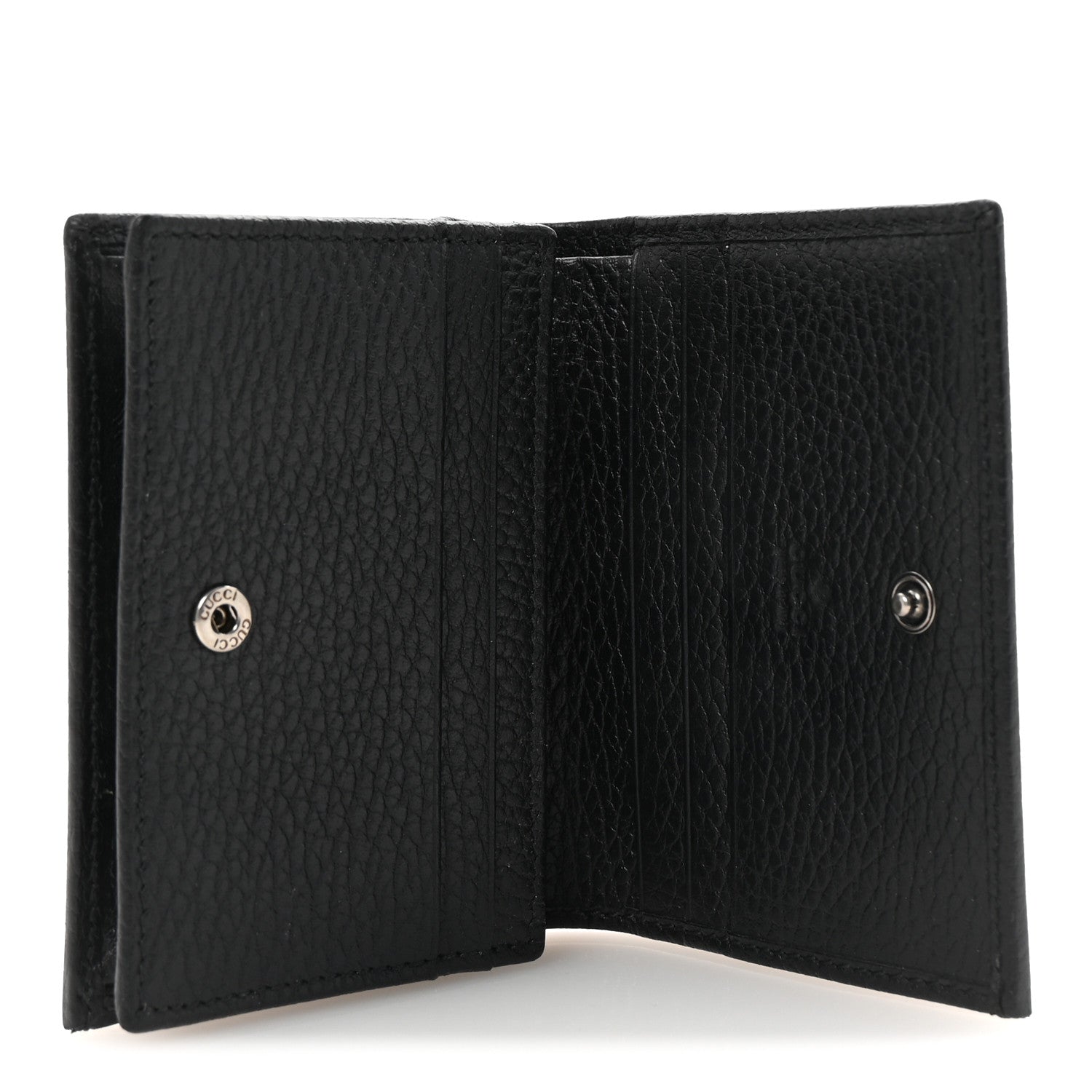 Dollar Calfskin Enamel Monochrome GG Marmont Card Case Black