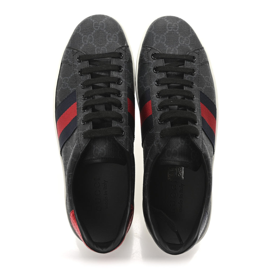 GG Supreme Monogram Ayers Web Mens New Ace Sneakers 8.5 Black