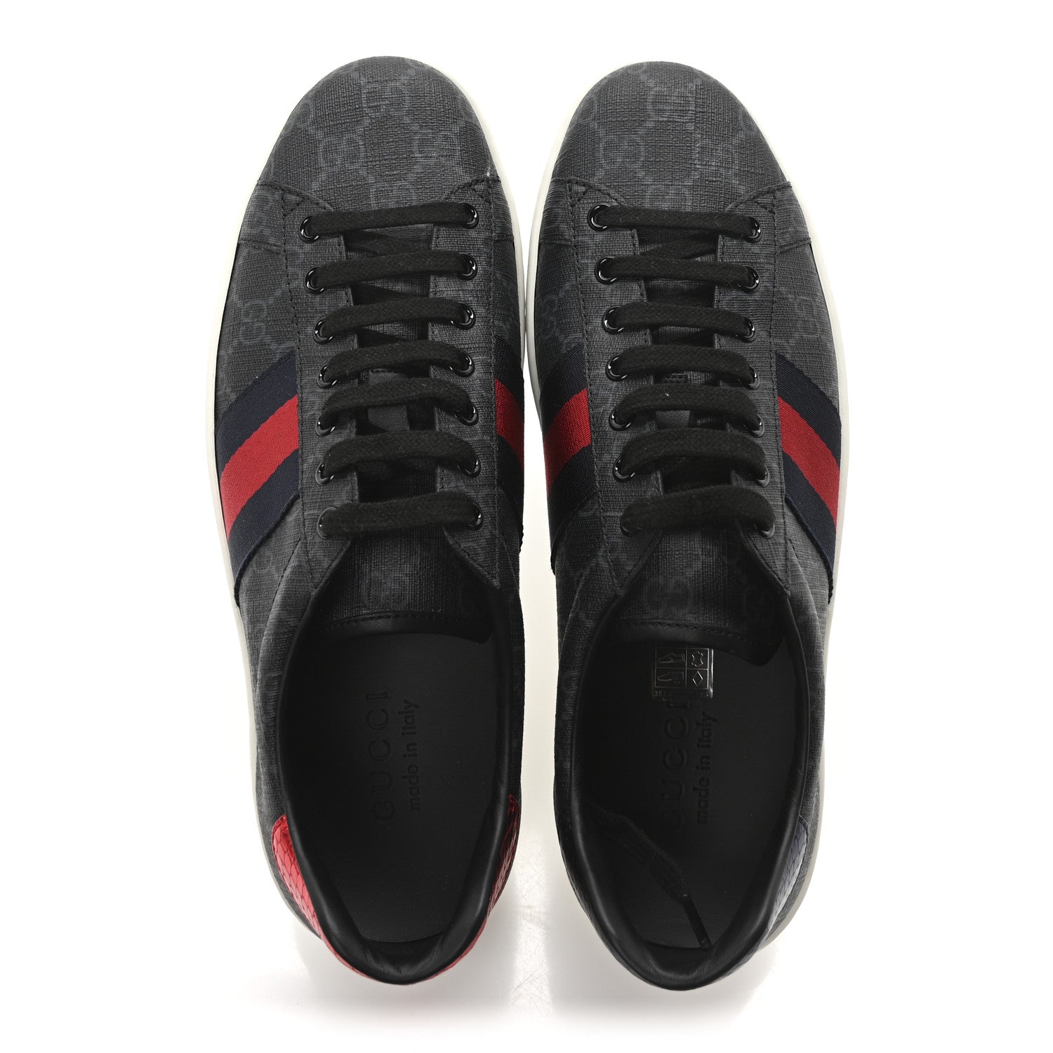 GG Supreme Monogram Ayers Web Mens New Ace Sneakers 8.5 Black