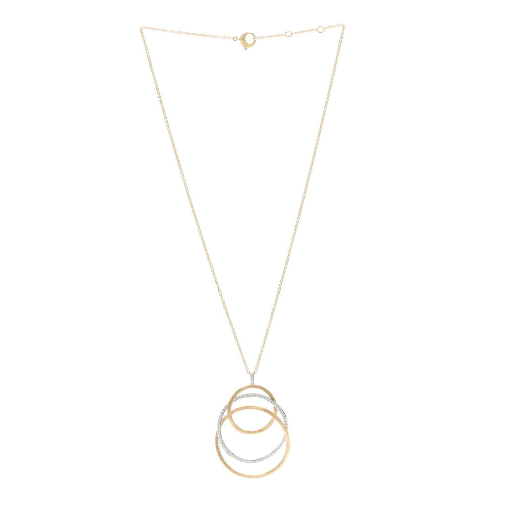 18K Yellow White Gold Diamond Jaipur Circle Link Pendant Necklace