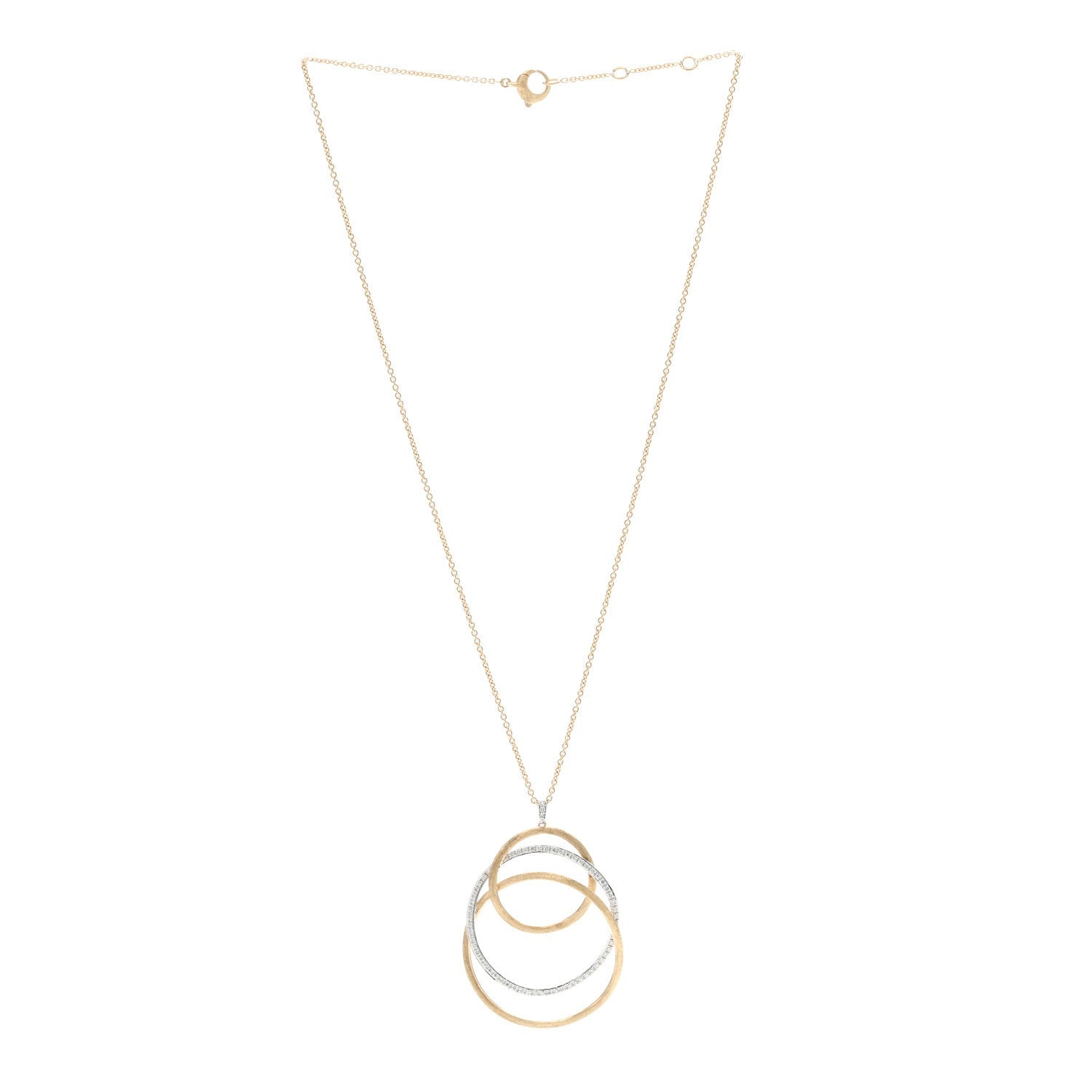 18K Yellow White Gold Diamond Jaipur Circle Link Pendant Necklace