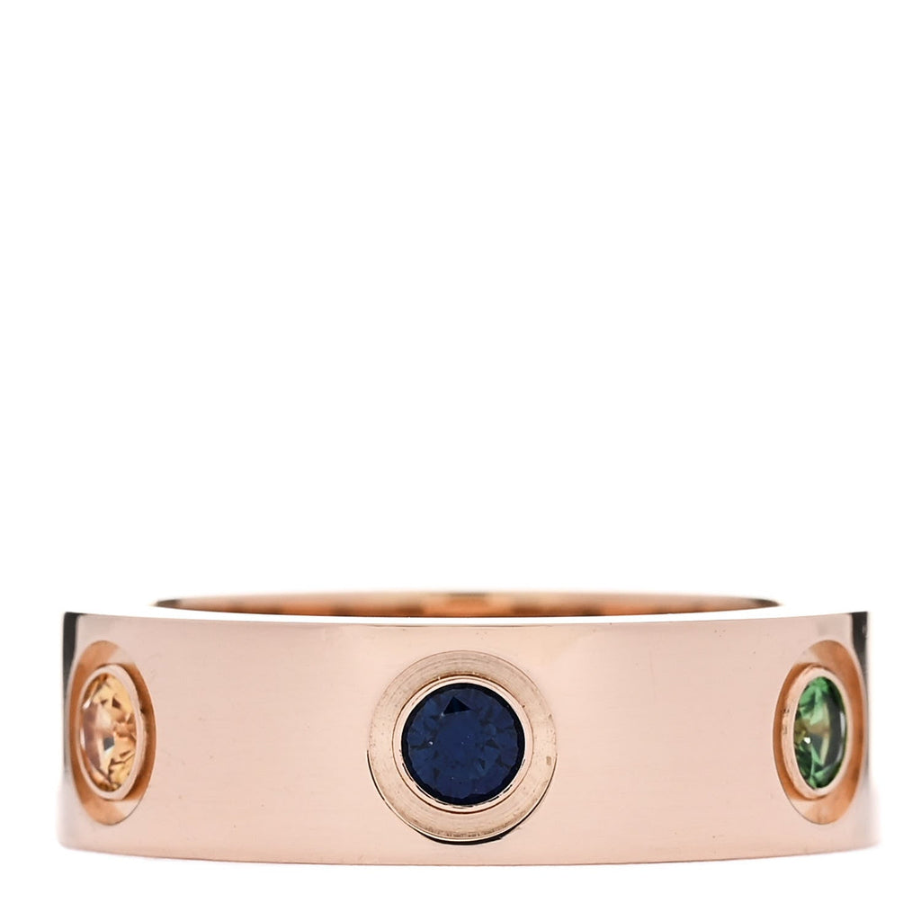 18K Pink Gold Sapphire Garnet Amethyst 5.5mm LOVE Ring 47 4.25