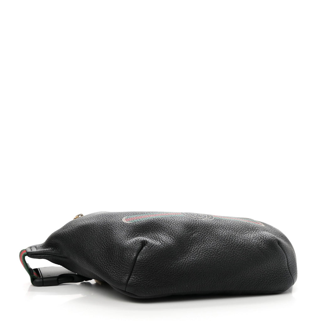 Grained Calfskin Logo Belt Bag Black