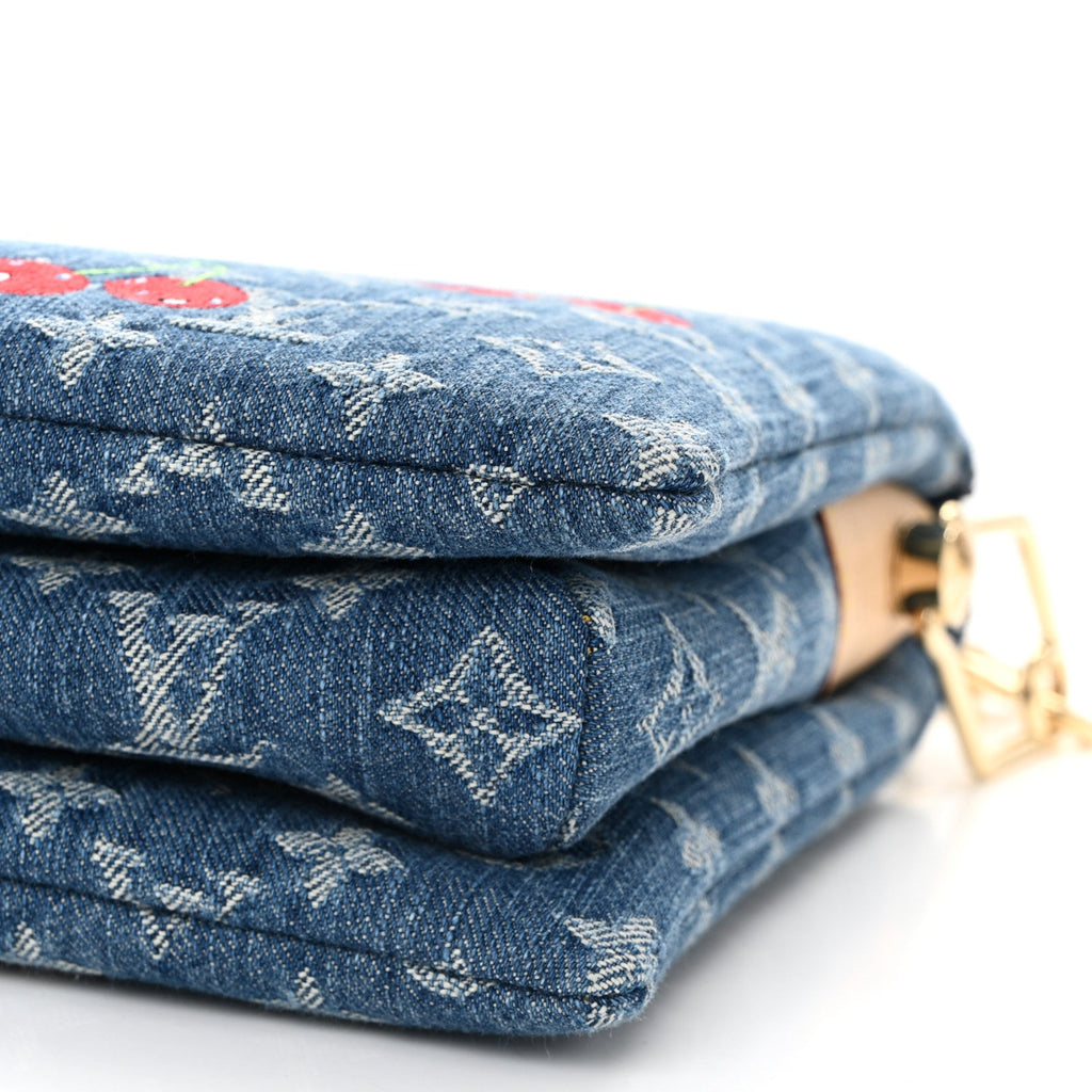LV X TM Monogram Denim Cerises Coussin PM Blue