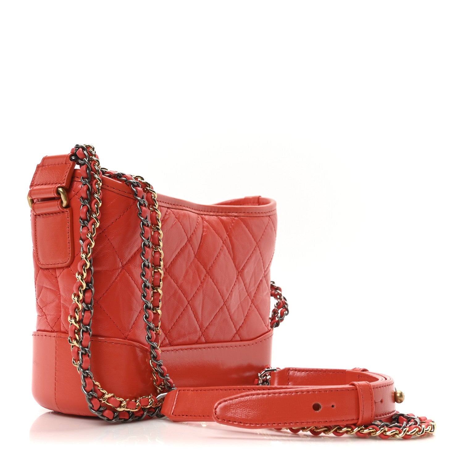 Aged Calfskin Quilted Small Gabrielle Hobo Coral