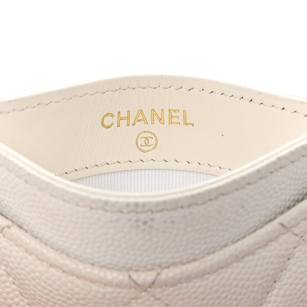 Caviar Quilted Card Holder White