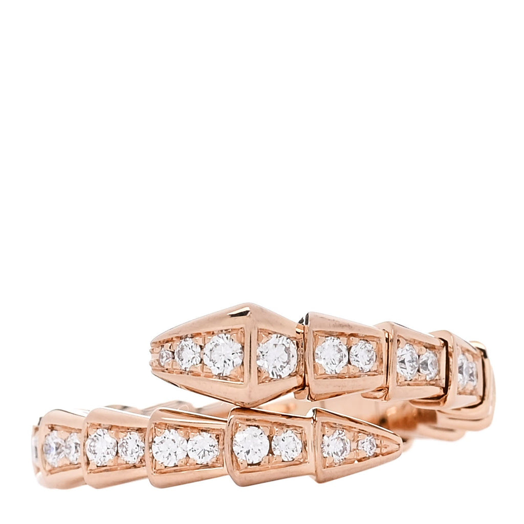 18K Rose Gold Diamond Serpenti Viper Pave Ring M